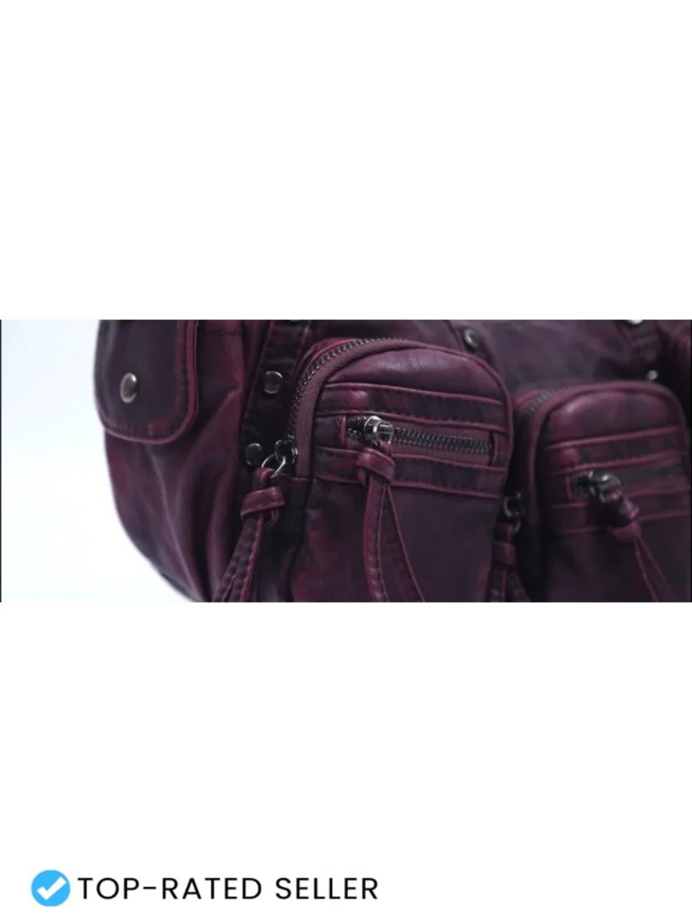 Vegan Leather Hobo Shoulder Bag Multi Pocket Satchel with Strap